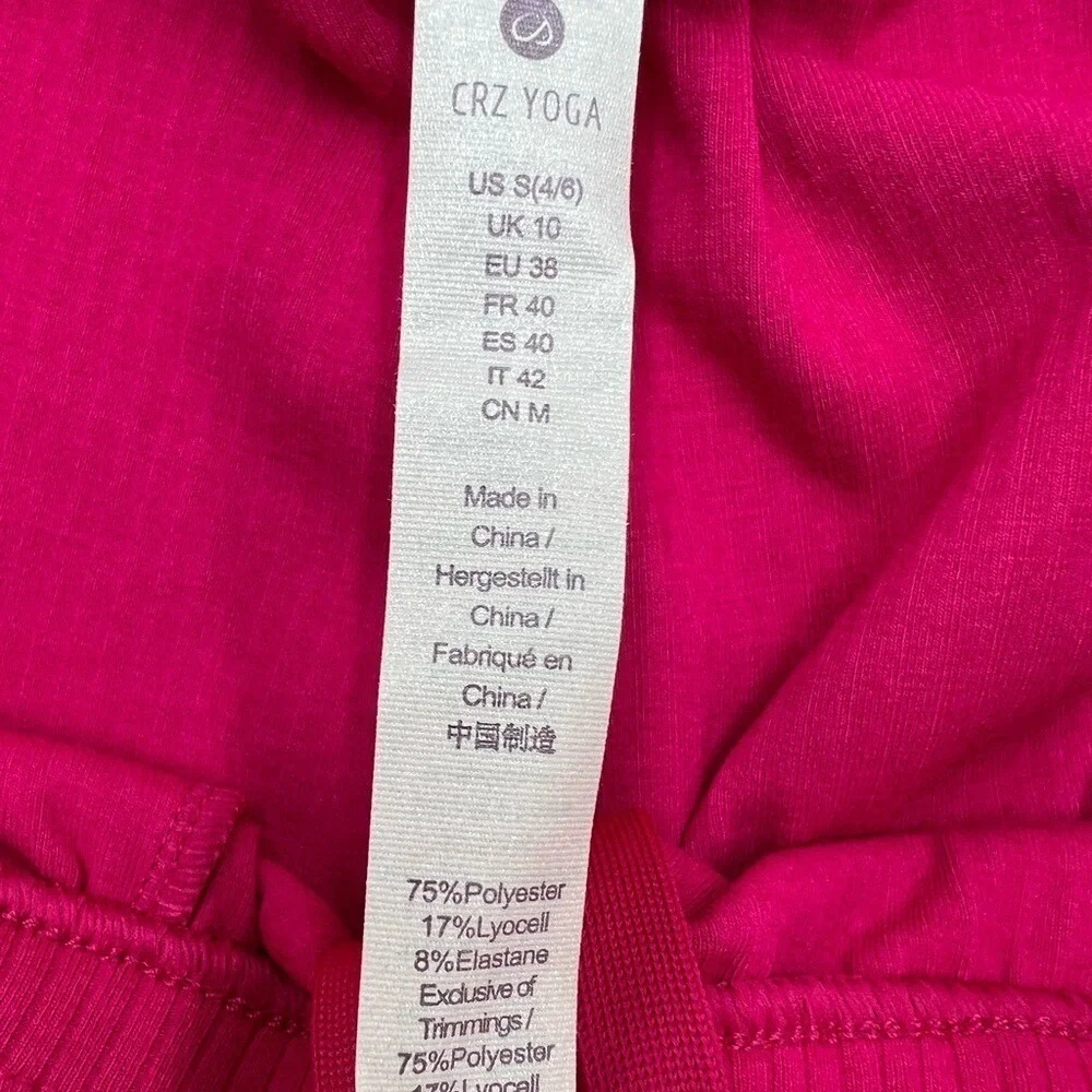 CRZ YOGA Womens Hot Pink Ribbed Wide Leg Lounge Pants High Waisted‎ Small NEW
